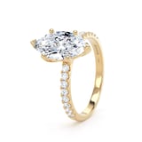 Goldsmiths 18ct Yellow Gold 2.20cttw Marquise Cut Lab Grown Diamond Set Shoulder Solitaire Engagement Ring - Ring Size S.5