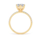 Goldsmiths 18ct Yellow Gold 2.70cttw Marquise Cut Lab Grown Diamond Set Shoulder Solitaire Engagement Ring - Ring Size F