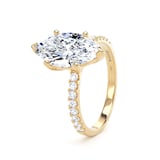 Goldsmiths 18ct Yellow Gold 2.70cttw Marquise Cut Lab Grown Diamond Set Shoulder Solitaire Engagement Ring - Ring Size F