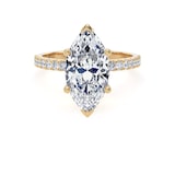 Goldsmiths 18ct Yellow Gold 3.25cttw Marquise Cut Lab Grown Diamond Set Shoulder Solitaire Engagement Ring - Ring Size W