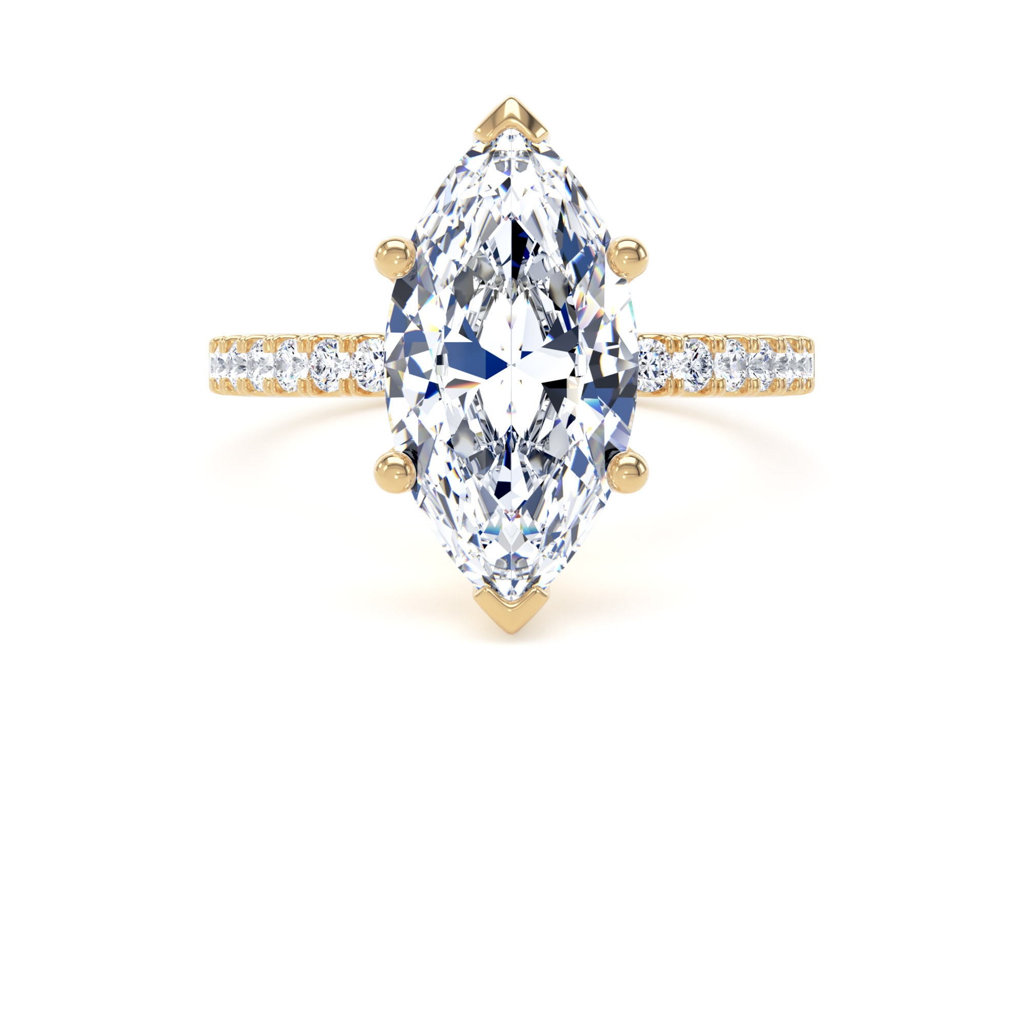 Goldsmiths 18ct Yellow Gold 3.25cttw Marquise Cut Lab Grown Diamond Set Shoulder Solitaire Engagement Ring - Ring Size L Goldsmiths 18ct Yellow Gold 3.25cttw Marquise Cut Lab Grown Diamond Set Shoulder Solitaire Engagement Ring - Ring Size L