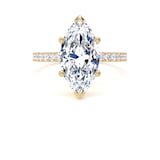 Goldsmiths 18ct Yellow Gold 3.25cttw Marquise Cut Lab Grown Diamond Set Shoulder Solitaire Engagement Ring - Ring Size W