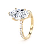 Goldsmiths 18ct Yellow Gold 3.25cttw Marquise Cut Lab Grown Diamond Set Shoulder Solitaire Engagement Ring - Ring Size W