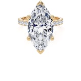 Goldsmiths 18ct Yellow Gold 7.25cttw Marquise Cut Lab Grown Diamond Set Shoulder Solitaire Engagement Ring - Ring Size R.5