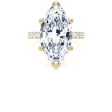 Goldsmiths 18ct Yellow Gold 7.25cttw Marquise Cut Lab Grown Diamond Set Shoulder Solitaire Engagement Ring - Ring Size R.5