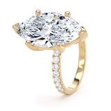 Goldsmiths 18ct Yellow Gold 7.25cttw Marquise Cut Lab Grown Diamond Set Shoulder Solitaire Engagement Ring - Ring Size R.5