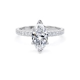 Goldsmiths 18ct White Gold 1.70cttw Marquise Cut Lab Grown Diamond Set Shoulder Solitaire Engagement Ring - Ring Size F