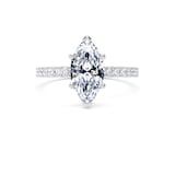 Goldsmiths 18ct White Gold 1.70cttw Marquise Cut Lab Grown Diamond Set Shoulder Solitaire Engagement Ring - Ring Size F