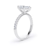 Goldsmiths 18ct White Gold 1.70cttw Marquise Cut Lab Grown Diamond Set Shoulder Solitaire Engagement Ring - Ring Size F