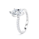 Goldsmiths 18ct White Gold 1.70cttw Marquise Cut Lab Grown Diamond Set Shoulder Solitaire Engagement Ring - Ring Size F