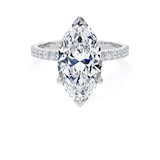 Goldsmiths 18ct White Gold 4.25cttw Marquise Cut Lab Grown Diamond Set Shoulder Solitaire Engagement Ring - Ring Size G.5