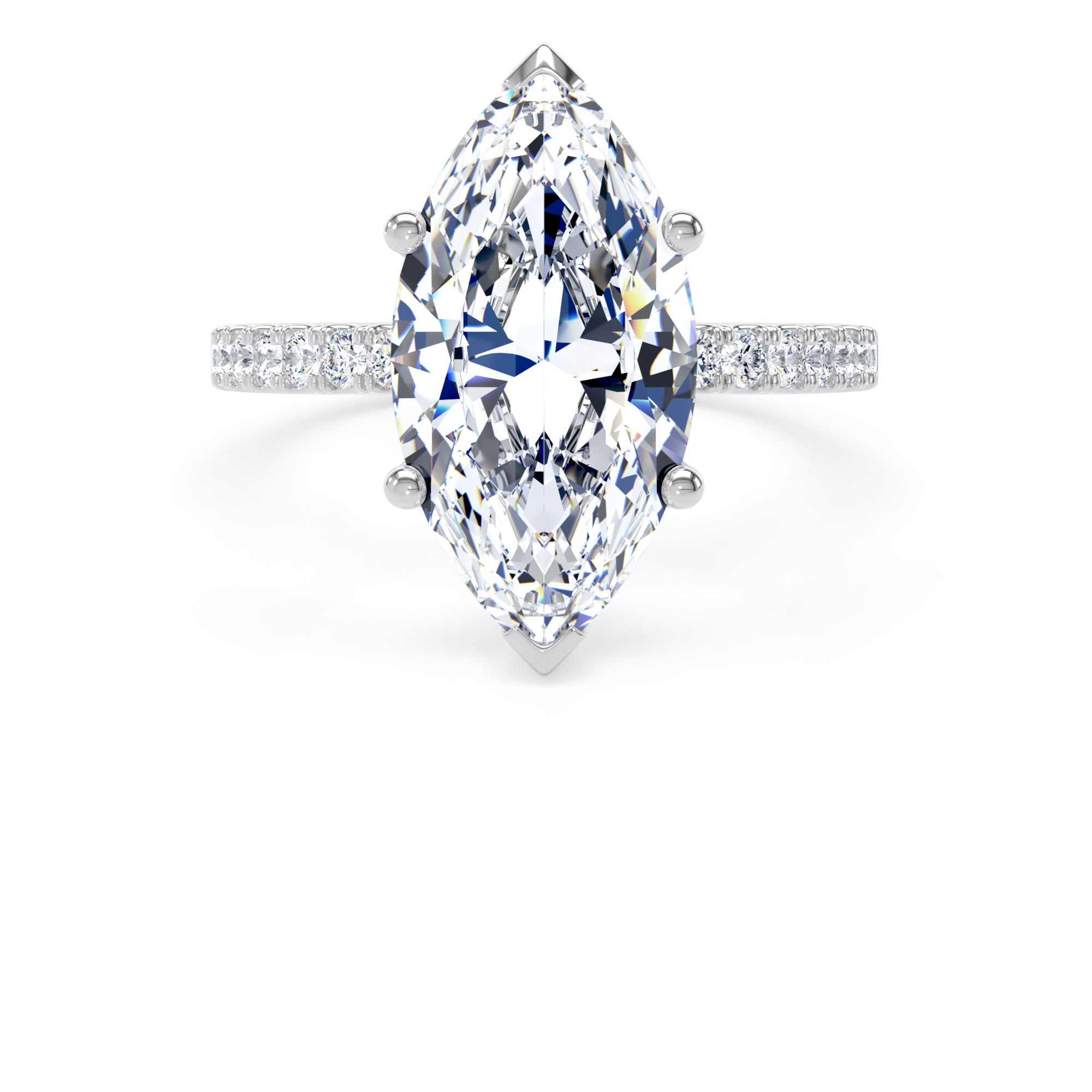 Goldsmiths 18ct White Gold 4.25cttw Marquise Cut Lab Grown Diamond Set Shoulder Solitaire Engagement Ring - Ring Size J Goldsmiths 18ct White Gold 4.25cttw Marquise Cut Lab Grown Diamond Set Shoulder Solitaire Engagement Ring - Ring Size J