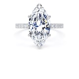 Goldsmiths 18ct White Gold 4.25cttw Marquise Cut Lab Grown Diamond Set Shoulder Solitaire Engagement Ring - Ring Size G.5