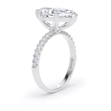 Goldsmiths 18ct White Gold 4.25cttw Marquise Cut Lab Grown Diamond Set Shoulder Solitaire Engagement Ring - Ring Size G.5