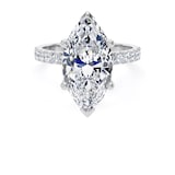 Goldsmiths 18ct White Gold 5.25cttw Marquise Cut Lab Grown Diamond Set Shoulder Solitaire Engagement Ring - Ring Size L.5