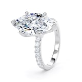 Goldsmiths 18ct White Gold 5.25cttw Marquise Cut Lab Grown Diamond Set Shoulder Solitaire Engagement Ring - Ring Size L.5