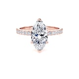 Goldsmiths 18ct Rose Gold 2.20cttw Marquise Cut Lab Grown Diamond Set Shoulder Solitaire Engagement Ring - Ring Size W.5