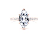 Goldsmiths 18ct Rose Gold 2.20cttw Marquise Cut Lab Grown Diamond Set Shoulder Solitaire Engagement Ring - Ring Size W.5