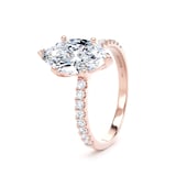 Goldsmiths 18ct Rose Gold 2.20cttw Marquise Cut Lab Grown Diamond Set Shoulder Solitaire Engagement Ring - Ring Size W.5