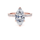 Goldsmiths 18ct Rose Gold 2.70cttw Marquise Cut Lab Grown Diamond Set Shoulder Solitaire Engagement Ring - Ring Size F.5