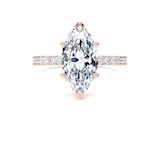 Goldsmiths 18ct Rose Gold 2.70cttw Marquise Cut Lab Grown Diamond Set Shoulder Solitaire Engagement Ring - Ring Size F.5