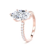 Goldsmiths 18ct Rose Gold 2.70cttw Marquise Cut Lab Grown Diamond Set Shoulder Solitaire Engagement Ring - Ring Size F.5