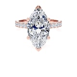 Goldsmiths 18ct Rose Gold 5.25cttw Marquise Cut Lab Grown Diamond Set Shoulder Solitaire Engagement Ring - Ring Size U