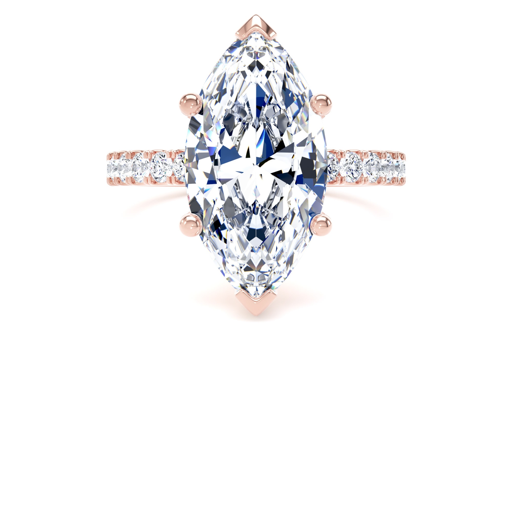 Goldsmiths 18ct Rose Gold 5.25cttw Marquise Cut Lab Grown Diamond Set Shoulder Solitaire Engagement Ring - Ring Size G Goldsmiths 18ct Rose Gold 5.25cttw Marquise Cut Lab Grown Diamond Set Shoulder Solitaire Engagement Ring - Ring Size G