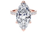 Goldsmiths 18ct Rose Gold 7.25cttw Marquise Cut Lab Grown Diamond Set Shoulder Solitaire Engagement Ring - Ring Size I.5