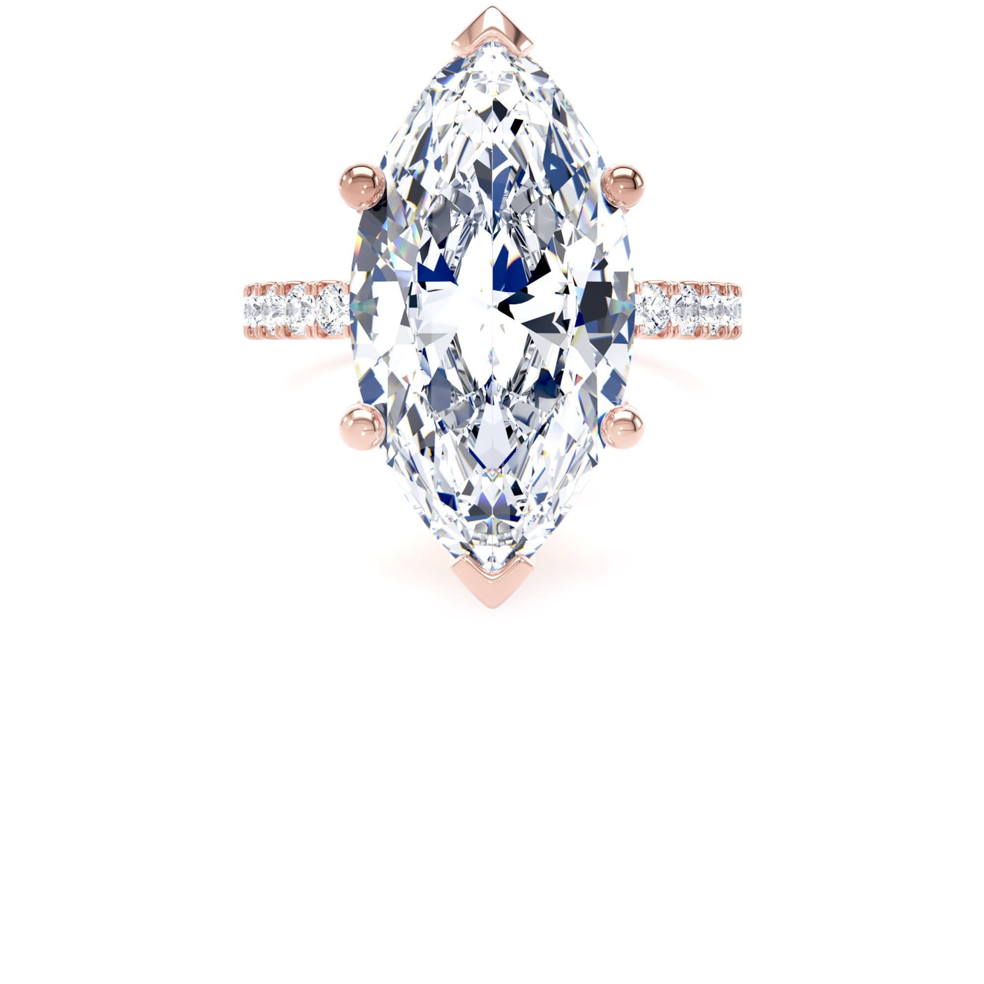 Goldsmiths 18ct Rose Gold 7.25cttw Marquise Cut Lab Grown Diamond Set Shoulder Solitaire Engagement Ring - Ring Size M