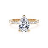 Goldsmiths 18ct Yellow Gold 1.70cttw Pear Cut Lab Grown Diamond Set Shoulder Solitaire Engagement Ring - Ring Size O.5