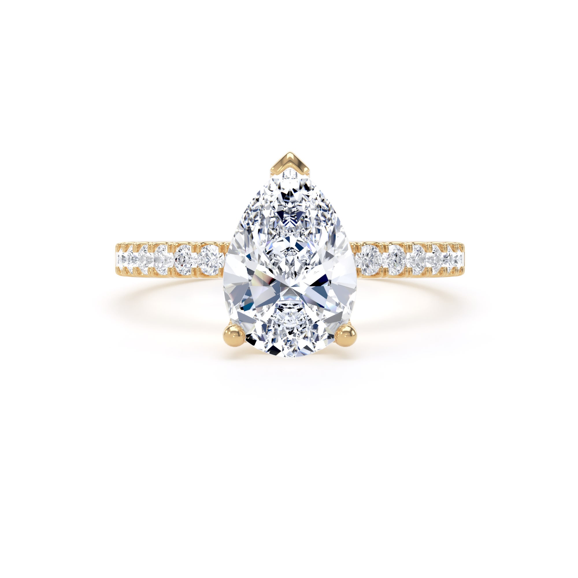 Goldsmiths 18ct Yellow Gold 1.70cttw Pear Cut Lab Grown Diamond Set Shoulder Solitaire Engagement Ring - Ring Size S.5 Goldsmiths 18ct Yellow Gold 1.70cttw Pear Cut Lab Grown Diamond Set Shoulder Solitaire Engagement Ring - Ring Size S.5