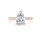 Goldsmiths 18ct Yellow Gold 1.70cttw Pear Cut Lab Grown Diamond Set Shoulder Solitaire Engagement Ring - Ring Size O.5
