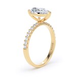 Goldsmiths 18ct Yellow Gold 1.70cttw Pear Cut Lab Grown Diamond Set Shoulder Solitaire Engagement Ring - Ring Size O.5