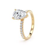 Goldsmiths 18ct Yellow Gold 1.70cttw Pear Cut Lab Grown Diamond Set Shoulder Solitaire Engagement Ring - Ring Size O.5