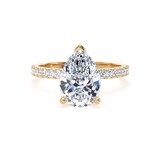 Goldsmiths 18ct Yellow Gold 2.20cttw Pear Cut Lab Grown Diamond Set Shoulder Solitaire Engagement Ring - Ring Size G