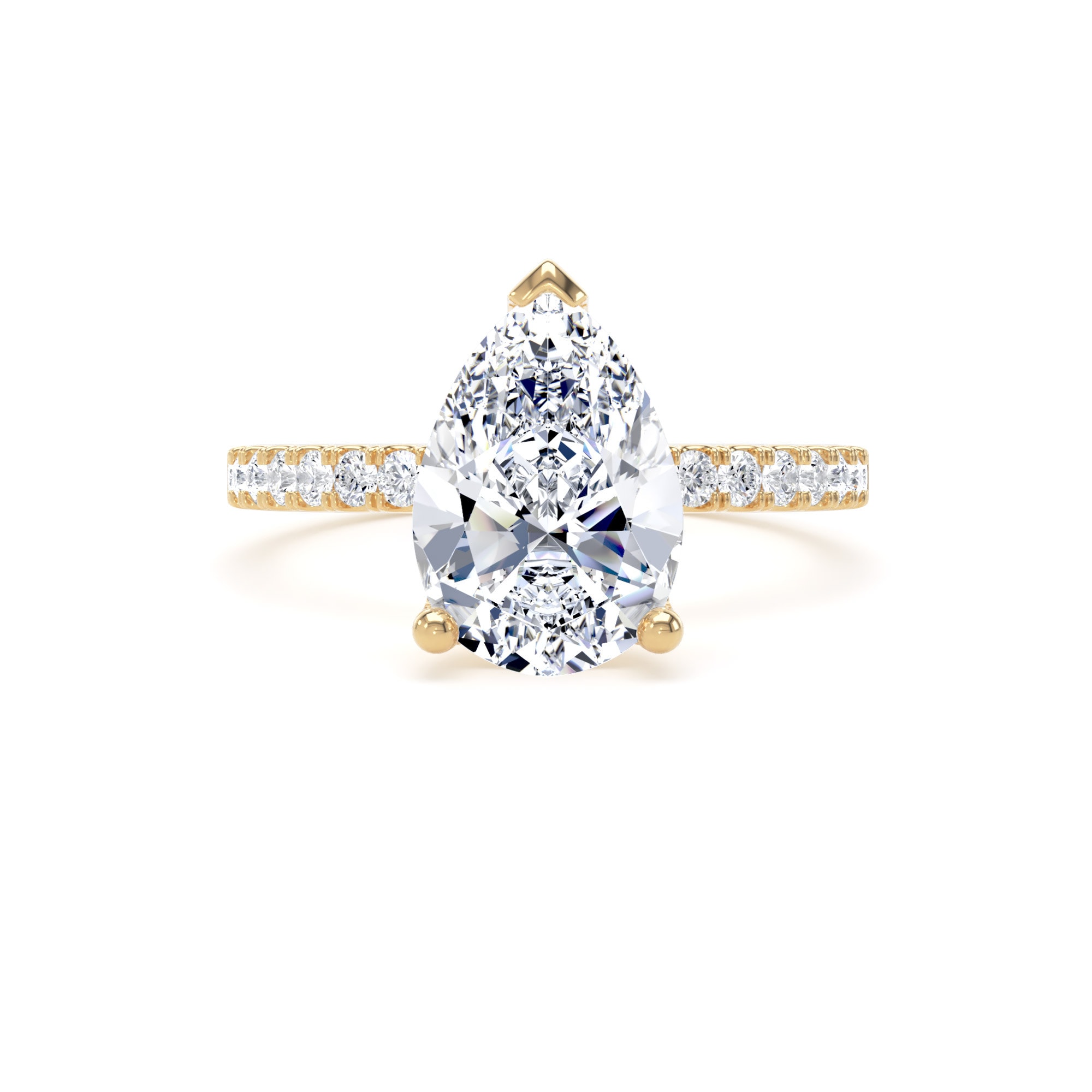 Goldsmiths 18ct Yellow Gold 2.20cttw Pear Cut Lab Grown Diamond Set Shoulder Solitaire Engagement Ring - Ring Size O.5 Goldsmiths 18ct Yellow Gold 2.20cttw Pear Cut Lab Grown Diamond Set Shoulder Solitaire Engagement Ring - Ring Size O.5