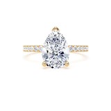 Goldsmiths 18ct Yellow Gold 2.20cttw Pear Cut Lab Grown Diamond Set Shoulder Solitaire Engagement Ring - Ring Size G