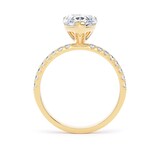 Goldsmiths 18ct Yellow Gold 2.20cttw Pear Cut Lab Grown Diamond Set Shoulder Solitaire Engagement Ring - Ring Size G