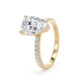 Goldsmiths 18ct Yellow Gold 2.20cttw Pear Cut Lab Grown Diamond Set Shoulder Solitaire Engagement Ring - Ring Size G