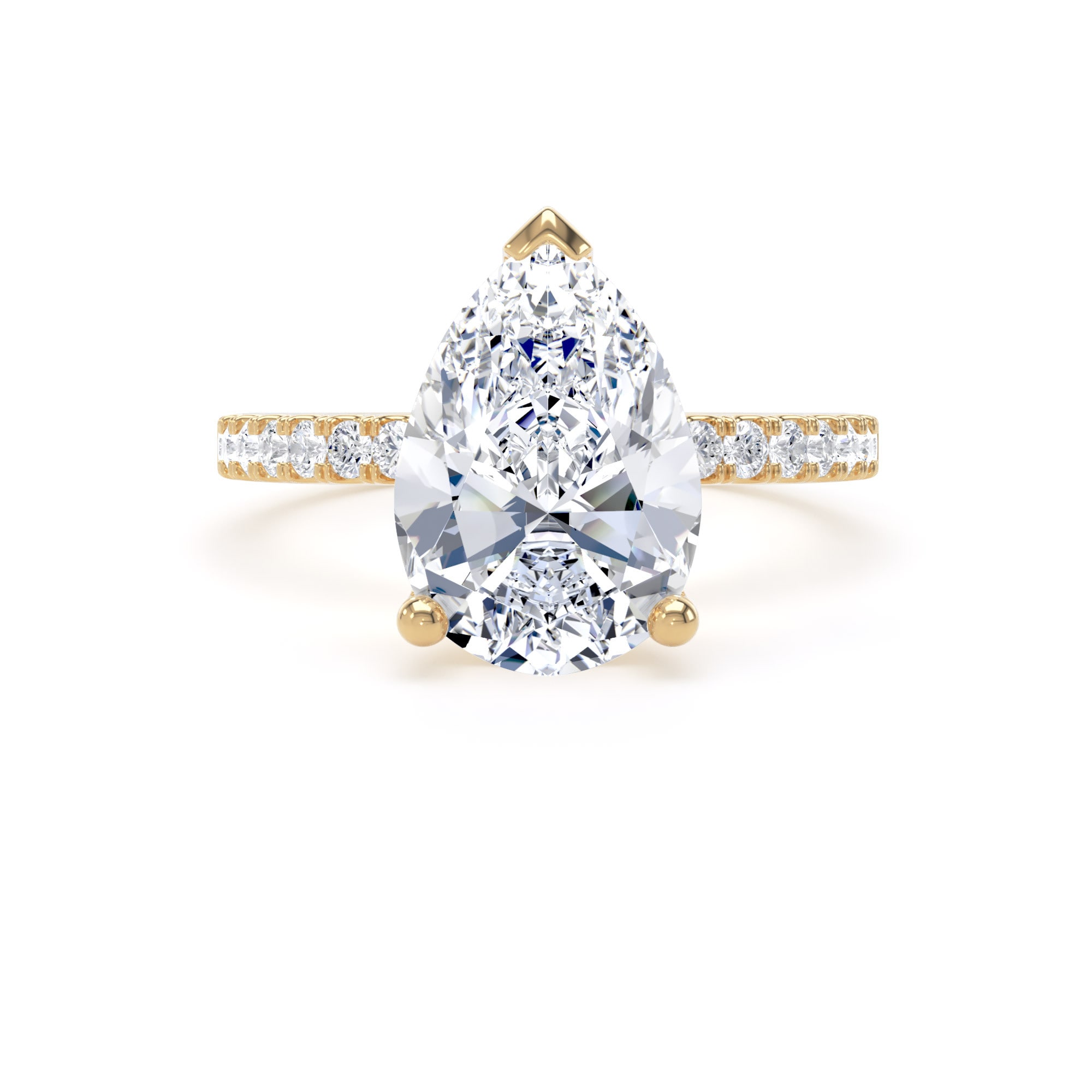 Goldsmiths 18ct Yellow Gold 2.70cttw Pear Cut Lab Grown Diamond Set Shoulder Solitaire Engagement Ring - Ring Size T Goldsmiths 18ct Yellow Gold 2.70cttw Pear Cut Lab Grown Diamond Set Shoulder Solitaire Engagement Ring - Ring Size T