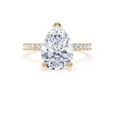 Goldsmiths 18ct Yellow Gold 2.70cttw Pear Cut Lab Grown Diamond Set Shoulder Solitaire Engagement Ring - Ring Size F