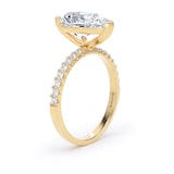 Goldsmiths 18ct Yellow Gold 2.70cttw Pear Cut Lab Grown Diamond Set Shoulder Solitaire Engagement Ring - Ring Size F