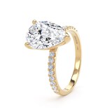 Goldsmiths 18ct Yellow Gold 2.70cttw Pear Cut Lab Grown Diamond Set Shoulder Solitaire Engagement Ring - Ring Size F