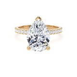 Goldsmiths 18ct Yellow Gold 3.25cttw Pear Cut Lab Grown Diamond Set Shoulder Solitaire Engagement Ring - Ring Size Y