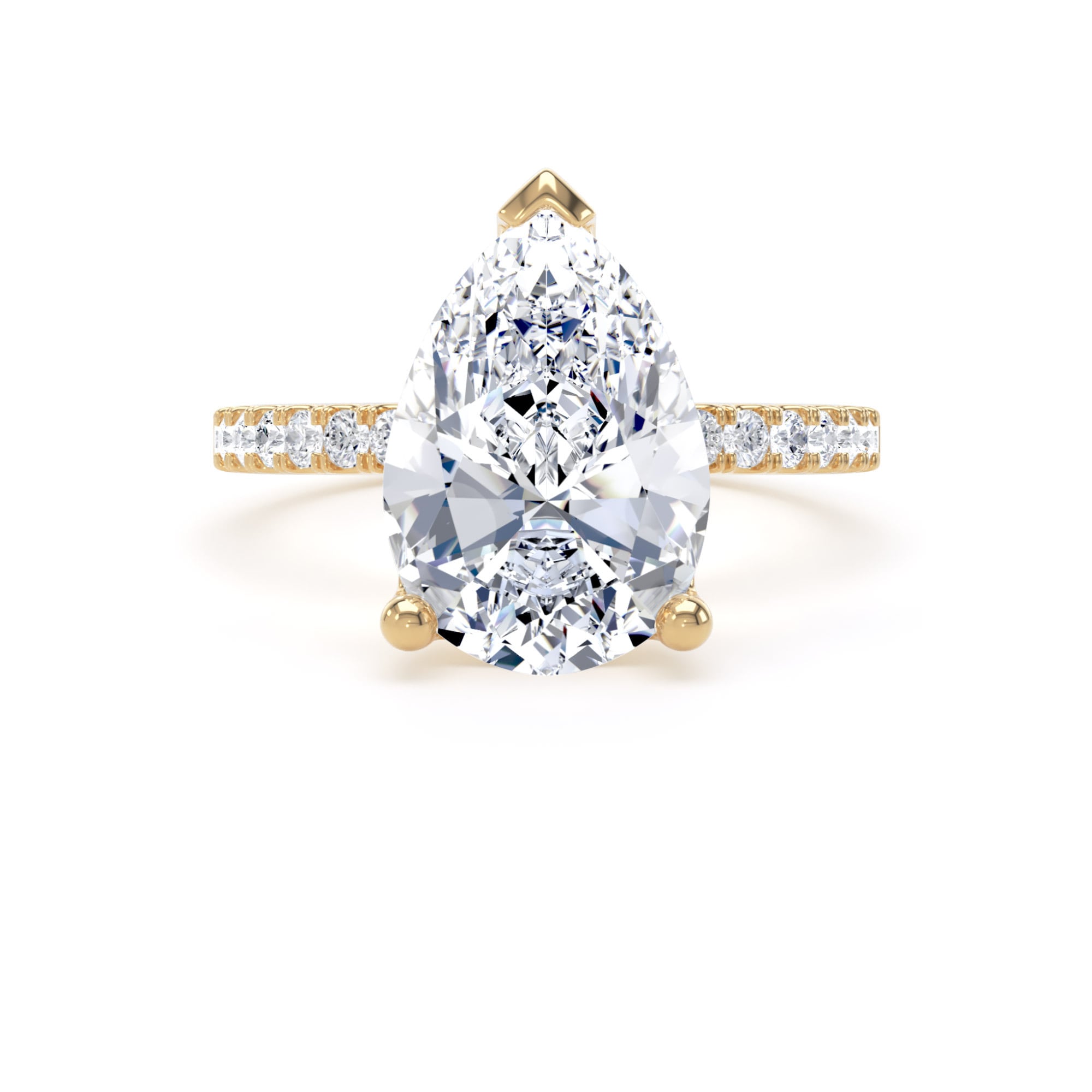 Goldsmiths 18ct Yellow Gold 3.25cttw Pear Cut Lab Grown Diamond Set Shoulder Solitaire Engagement Ring - Ring Size M.5 Goldsmiths 18ct Yellow Gold 3.25cttw Pear Cut Lab Grown Diamond Set Shoulder Solitaire Engagement Ring - Ring Size M.5