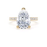 Goldsmiths 18ct Yellow Gold 3.25cttw Pear Cut Lab Grown Diamond Set Shoulder Solitaire Engagement Ring - Ring Size Y