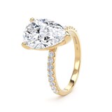 Goldsmiths 18ct Yellow Gold 3.25cttw Pear Cut Lab Grown Diamond Set Shoulder Solitaire Engagement Ring - Ring Size Y