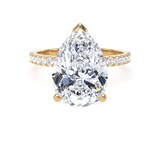 Goldsmiths 18ct Yellow Gold 4.25cttw Pear Cut Lab Grown Diamond Set Shoulder Solitaire Engagement Ring - Ring Size T.5