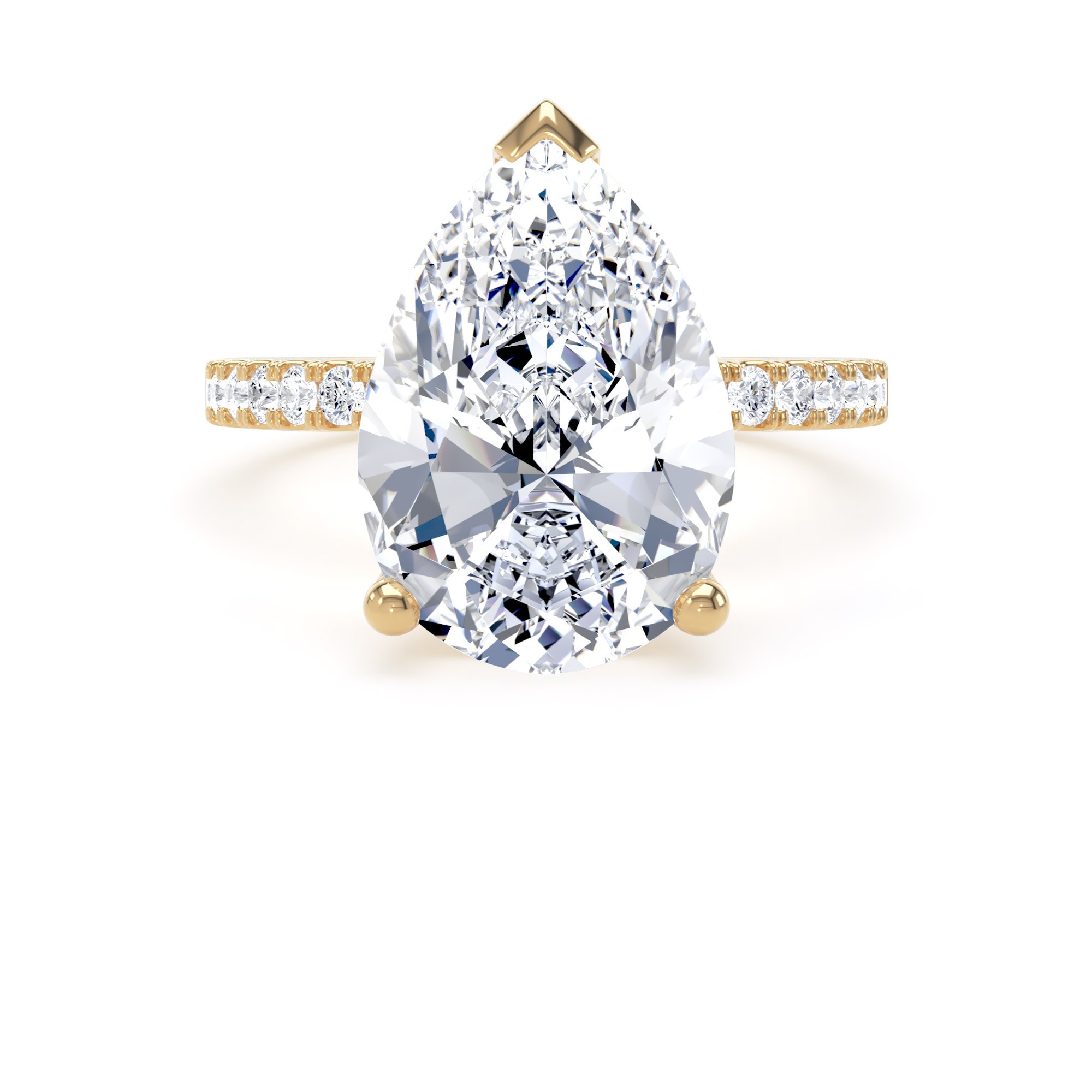 Goldsmiths 18ct Yellow Gold 4.25cttw Pear Cut Lab Grown Diamond Set Shoulder Solitaire Engagement Ring - Ring Size F Goldsmiths 18ct Yellow Gold 4.25cttw Pear Cut Lab Grown Diamond Set Shoulder Solitaire Engagement Ring - Ring Size F
